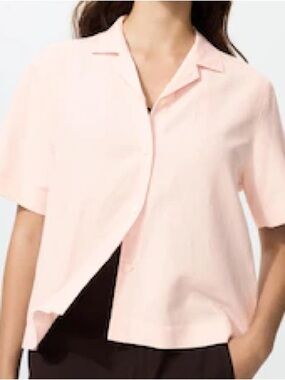 Uniqlo linen blend open collar shirt